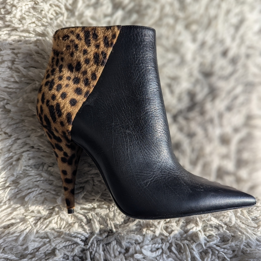 Saint Laurent Kiki Leopard Print Calf Hair Boots